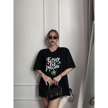 ENJOY THE PROCESS T-SHIRT FLORAL BLACK