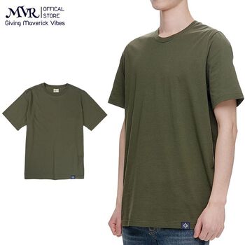Áo Thun Standard Tee Phông Trơn Nam Nữ Unisex Tay Ngắn Oversize Form Rộng Màu Xanh Rêu Maverick
