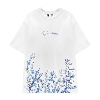 Áo Thun Space Sheeps - Flower Blue, Áo Phông Tay Lỡ Unisex Form Rộng Áo Thun Space Sheeps - Flower Blue, Áo Phông Tay Lỡ Unisex Form Rộng