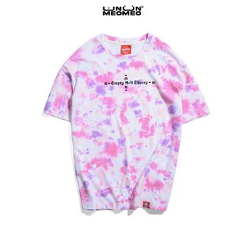 Áo thun Ủn Ủn Meo Meo® in nhung WASH TIEDYE - pink