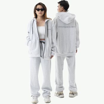 [COMBO] Hoodie Zip (white) + Áo thun in logo (white) + Quần Dài (white) Ủn Ủn Meo Meo®