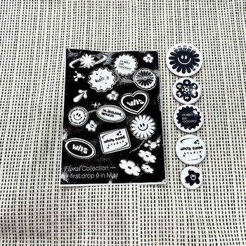 COMBO PINS & STICKER FLORAL WHS