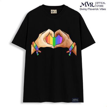 Áo Thun LGBT Gay Les Nam Nữ Phông Phom Rộng In Hình Tay Hình Trái Tim Cầu Vồng Oversize Vải Mát Localbrand MVR KK6012