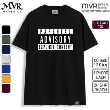 Áo thun nam nữ phong cách Rap Việt Nam Parental Advisory nhãn báo phong cách hiphop rap Áo phông đen KK377