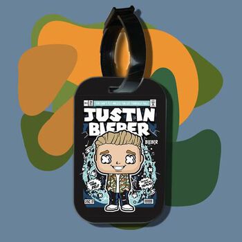 Thẻ hành lý cho túi xách balo du lịch in hình pop culture cartoon series - justin bieber (nhiều màu)