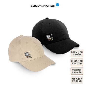 Nón lưỡi trai - Lazy Coffee MINI vải Kaki Cotton 100% cao cấp màu Đen/Be - SOUL OF A NATION