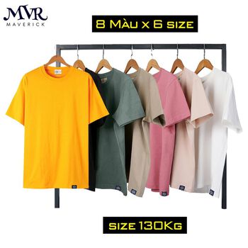 Áo Thun Trơn Basic Phông Cổ Tròn Cotton Nam Nữ Unisex Form Rộng Oversize Màu Vàng Nghệ Trắng Đen Kem Hàng Chính Hãng MVR