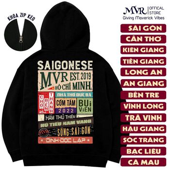 Áo khoác hoodie zip dây kéo chống nắng Saigonese Sài Gòn Long An Đồng Tháp Tiền Giang An Giang Bến Tre Miền Nam