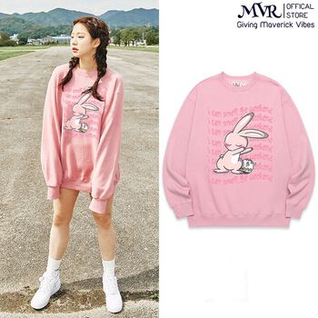 Áo Sweater Cotton Da Cá Hàn Quốc tay dài hình thỏ hồng cute Cho Nam và Nữ MVR TT1412
