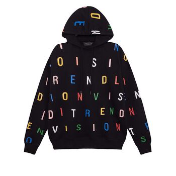 Áo hoodie chữ overprinted đen