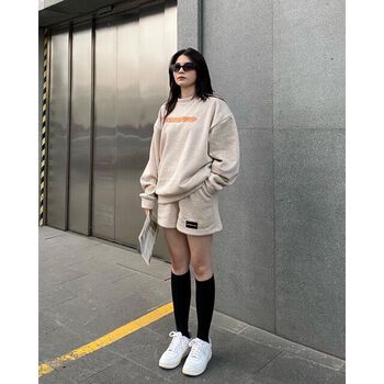 Set đồ nỉ thêu màu be Orange-name - Bitter Pills