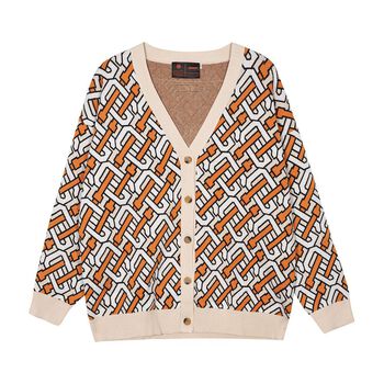 Áo khoác len HUGU - Monogram cardigan orange - vải len mềm mịn - unisex