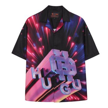 Áo sơ mi tay ngắn HUGU - Firework - chất liệu satin - unisex