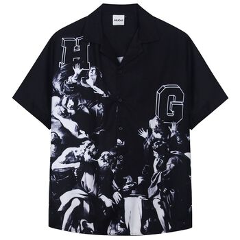 Áo sơ mi tay ngắn HUGU - God 12 - Chất liệu satin - unisex