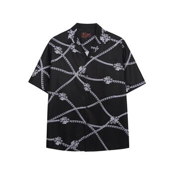 Áo sơ mi tay ngắn HUGU - Logo chain - chất liệu satin - unisex