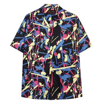 Áo sơ mi tay ngắn HUGU - Mixing - vải lụa satin - unisex