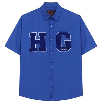 Áo sơ mi tay ngắn nam nữ HUGU - Embroidery - vải kaki cotton