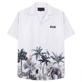 Áo sơ mi tay ngắn nam nữ HUGU - Safari SS3 - vải lụa satin - unisex