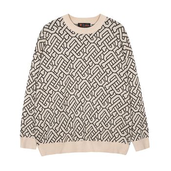 Áo sweater tay dài HUGU - Monogram - vải len, form rộng unisex