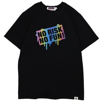 Áo thun phản quang 7 màu in chữ No Risk No Fun - Đen