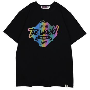 Áo thun phản quang 7 màu in chữ Leave The World Behind You - Đen
