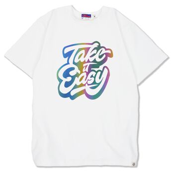 Áo thun phản quang 7 màu in chữ  Take It Easy - Trắng