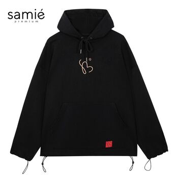 ÁO HOODIE CHÂN CUA FORM RỘNG THÊU LOGO SAMIÉ PREMIUM [UNISEX] - ÁO HOODIE DÂY RÚT - HOODIE ĐEN