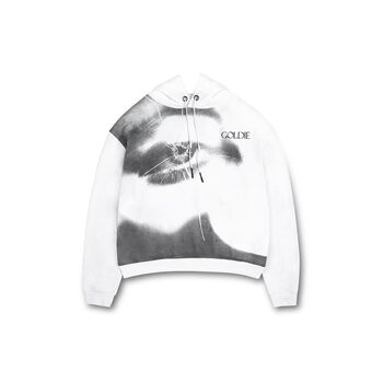 Áo hoodie GOLDIE EYES 100% nỉ French Terry 440gsm màu trắng