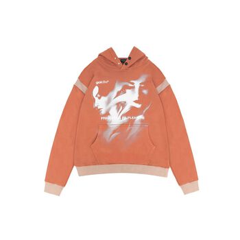 Áo hoodie GOLDIE PRINCIPLES OF PLEASURE giặt nhuộm acid 100% nỉ French Terry màu cam