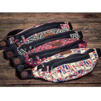 Túi bao tử túi đeo hông nam và nữ , vải canvas chống nước nhiều ngăn ( NINSHINO FANNY 2 - BEIGE)