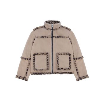 Áo khoác nỉ GOLDIE SHEARLING lót lông cừu nhân tạo màu da báo