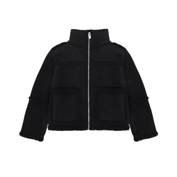 Áo khoác nỉ GOLDIE SHEARLING lót lông cừu nhân tạo màu đen