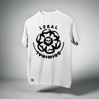 Áo logo Legal Criminal hoa Peony họa tiết nhung với hai màu đen hoặc trắng trên nền vải COOLism cotton 100% cao cấp mềm