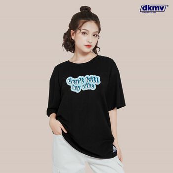 Áo thun unisex form rộng màu đen DKMV - áo thun nữ tay ngắn Tee Azure