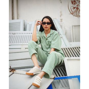 Áo Sơ Mi Nhung Tăm Xanh Min