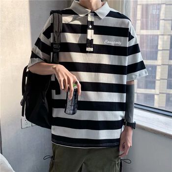 Áo Polo Oversize Kẻ Hàn Quốc