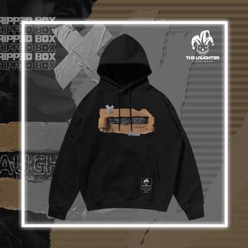 The Laughter - RIPPED BOX HOODIE Áo MŨ- NỈ DA CÁ