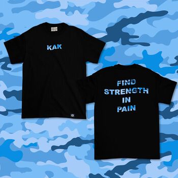 Áo thun in chữ Find strength in pain - LIKA11052009 - Kak - Đen