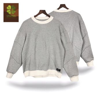Áo sweater nỉ unisex local brand DRIMWE Xám ghép,Áo nỉ sweater nam nữ form rộng