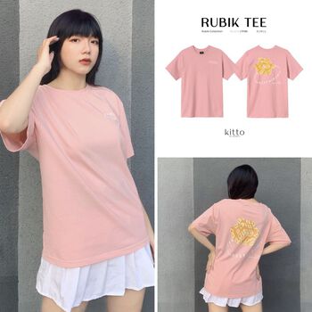 [SALE 50%] Áo thun tay lỡ KITTO Rubik Unisex - 100% Cotton - Màu Hồng