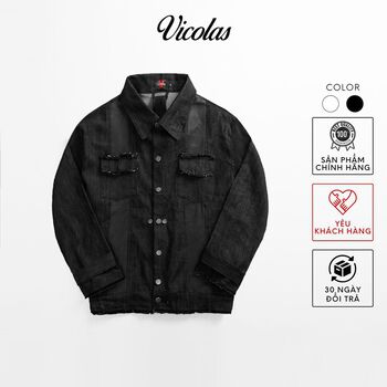 Áo khoác nam denim phối da V VICOLAS PARALLEL PATH JACKET
