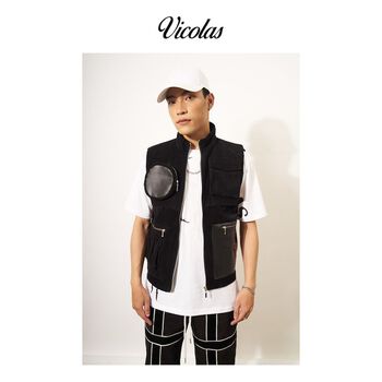 Áo khoác nam gilet đen cá tính V VICOLAS BLACK GILET JACKET