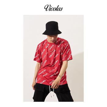 Áo thun unisex nam nữ in chữ V VICOLAS RED TEE
