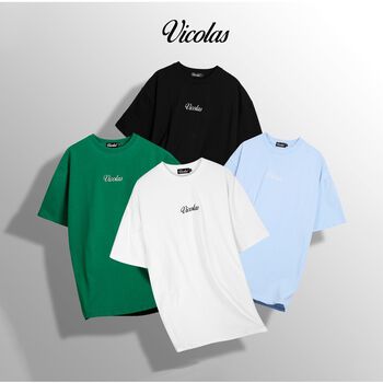 Áo thun unisex vải Cotton co giãn 4 chiều thoáng mát co giãn thêu logo Vicolas - V VICOLAS BASIC TEE