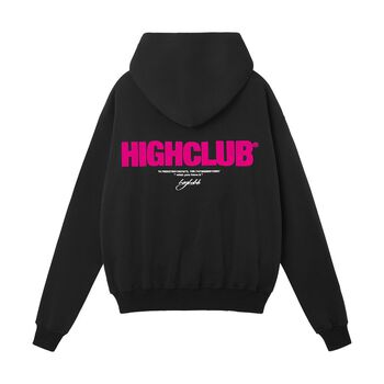 Áo Hoodie BASIC Mũ Trùm Đen/Hồng Neon Nỉ Cotton - HIGHCLUB Brand Chính Hãng