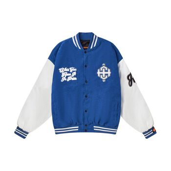 Áo Khoác BADGE Unisex Nam/Nữ Xanh Dương/Trắng Nhung Tăm - HIGHCLUB Brand Chính Hãng