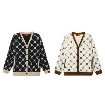Áo Khoác Cardigan LOGO PATTERN hoạ tiết màu đen/kem - HighClub Brand Chính Hãng
