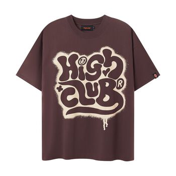 Áo Thun SPRAYPAINT Tay Lỡ Unisex Nam/Nữ màu Nâu Cổ Tròn - HIGHCLUB Brand Chính Hãng