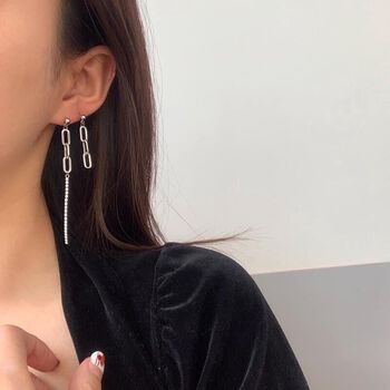 Bông tai xích bạc cá tính