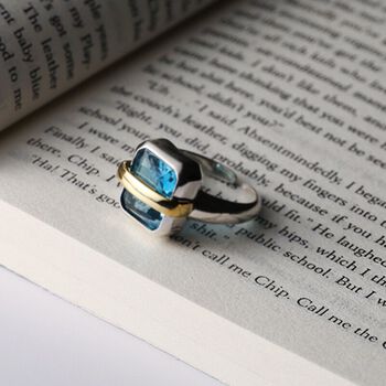 Nhẫn Bạc Popaz Xanh dương Cam kết không rỉ sét không phai màu